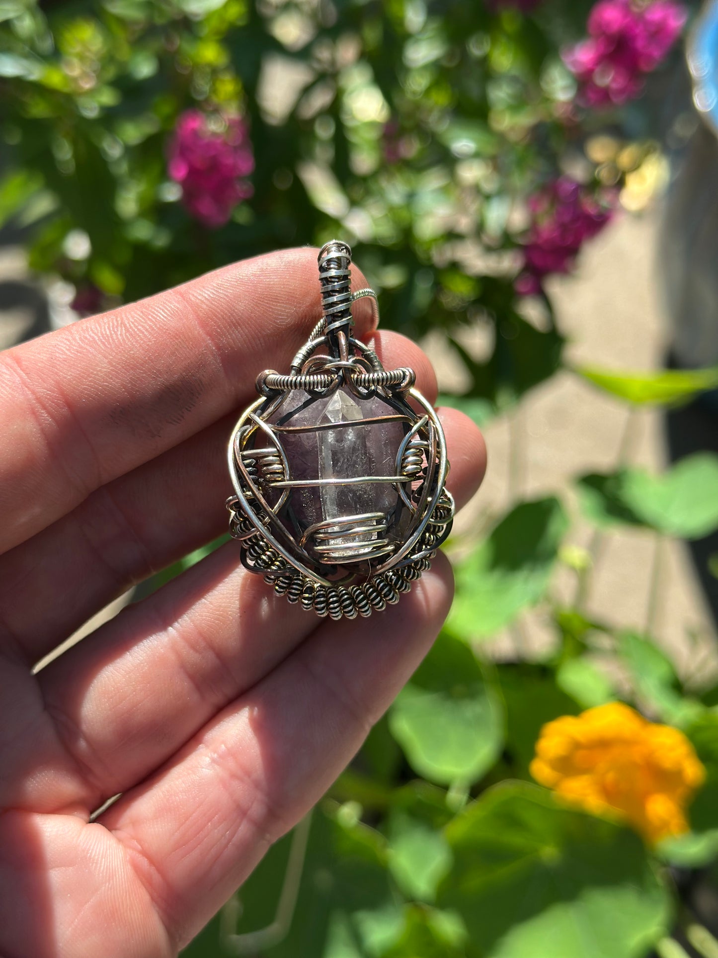Peaceful ✨🙏✨ Warrior, Amethyst & Double Quartz 💎 .925 Sterling Silver & Copper 🪬Talisman