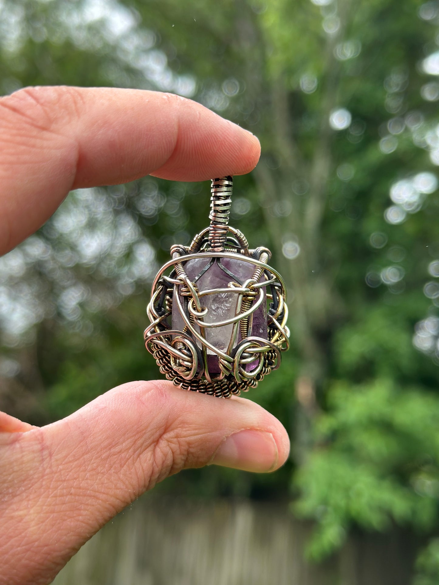 Peaceful ✨🙏✨ Warrior, Amethyst & Double Quartz 💎 .925 Sterling Silver & Copper 🪬Talisman