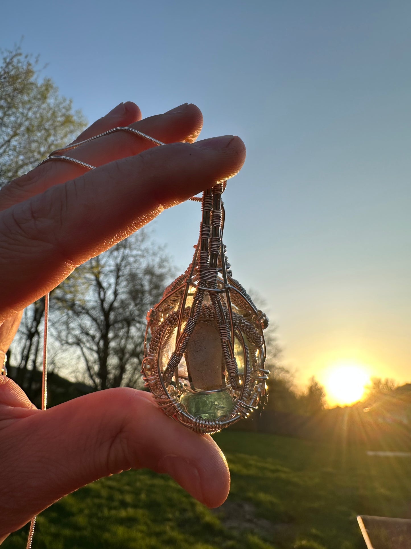Loving Communication Rose Quartz, Green Fluorite, Blue Apatite & Microcrystalline Quartz Pendant