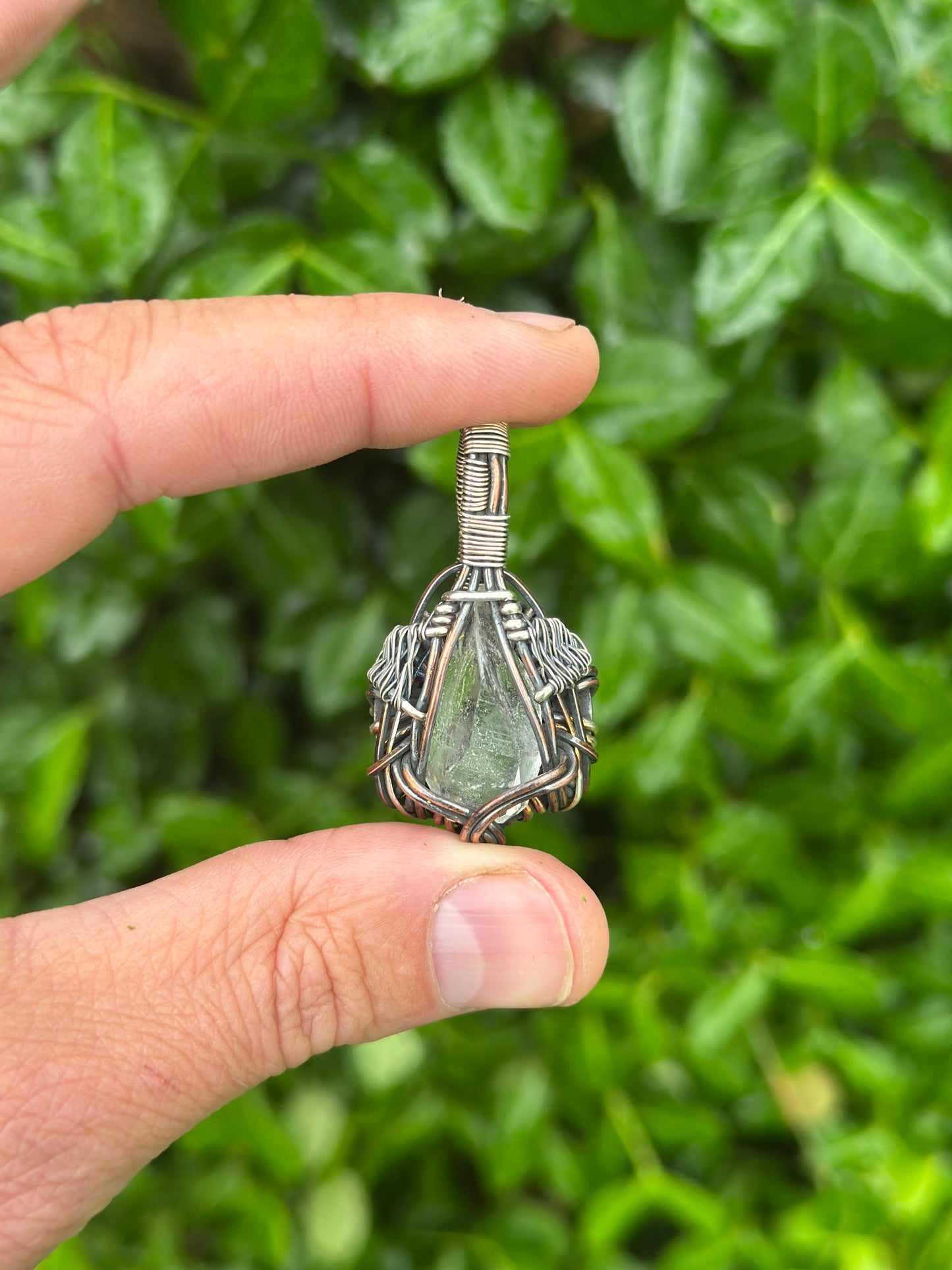 Arkansas π Sandstone Quartz in Oxidized .925 Sterling Silver & Copper Pendant