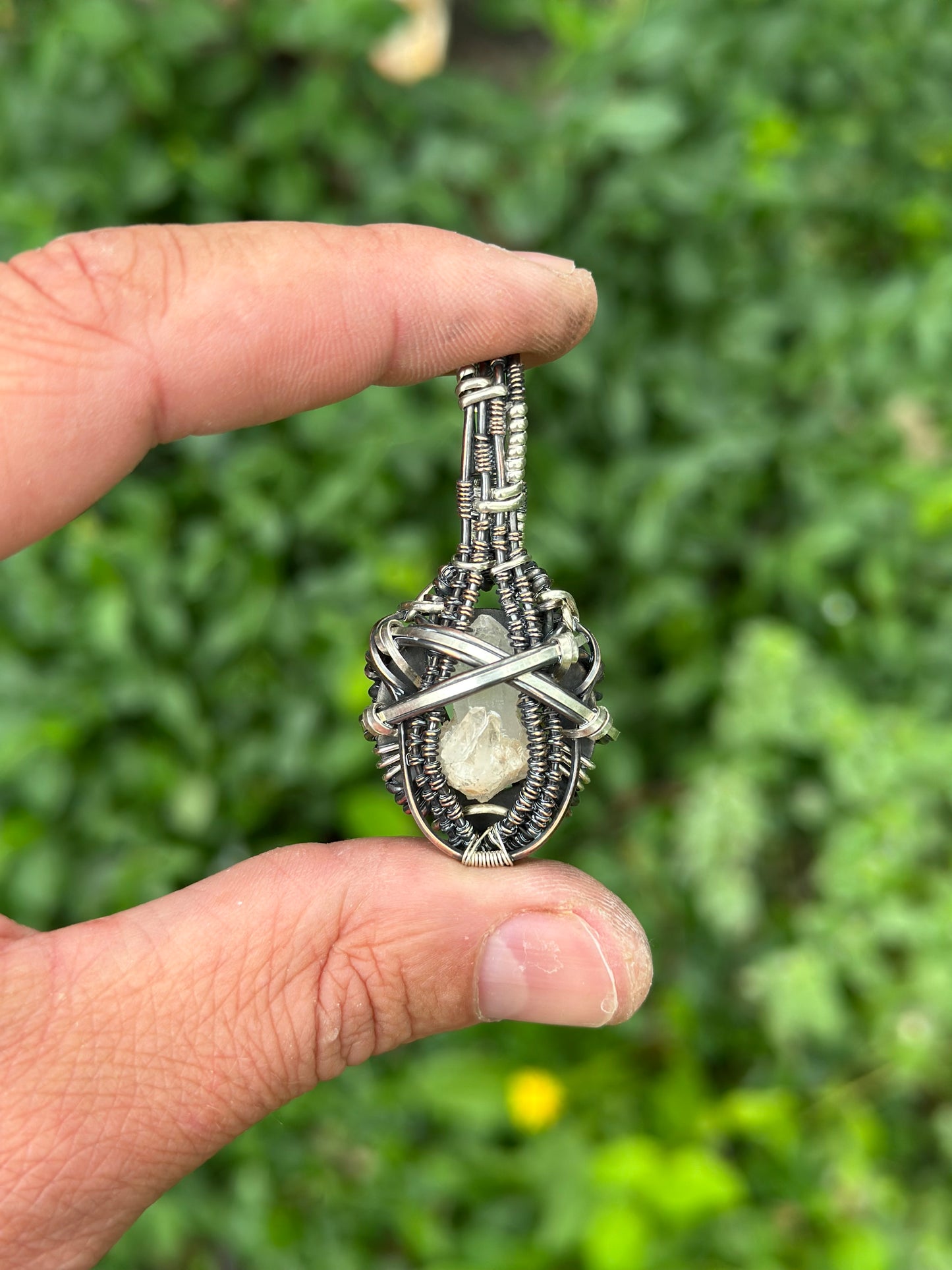 High Frequency ✨ Mountain ⛰️ Quartz 💎 .925 Sterling Silver & Copper Pendant