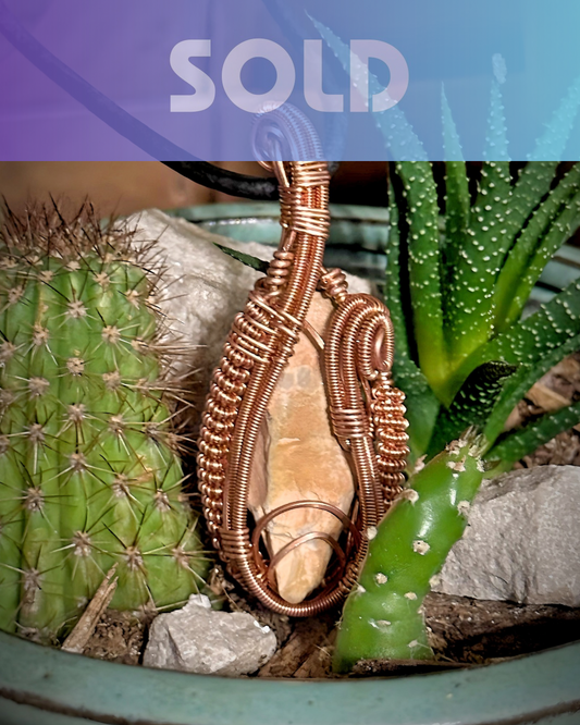 Calm Waters Orange Chert River Rock & Copper Pendant