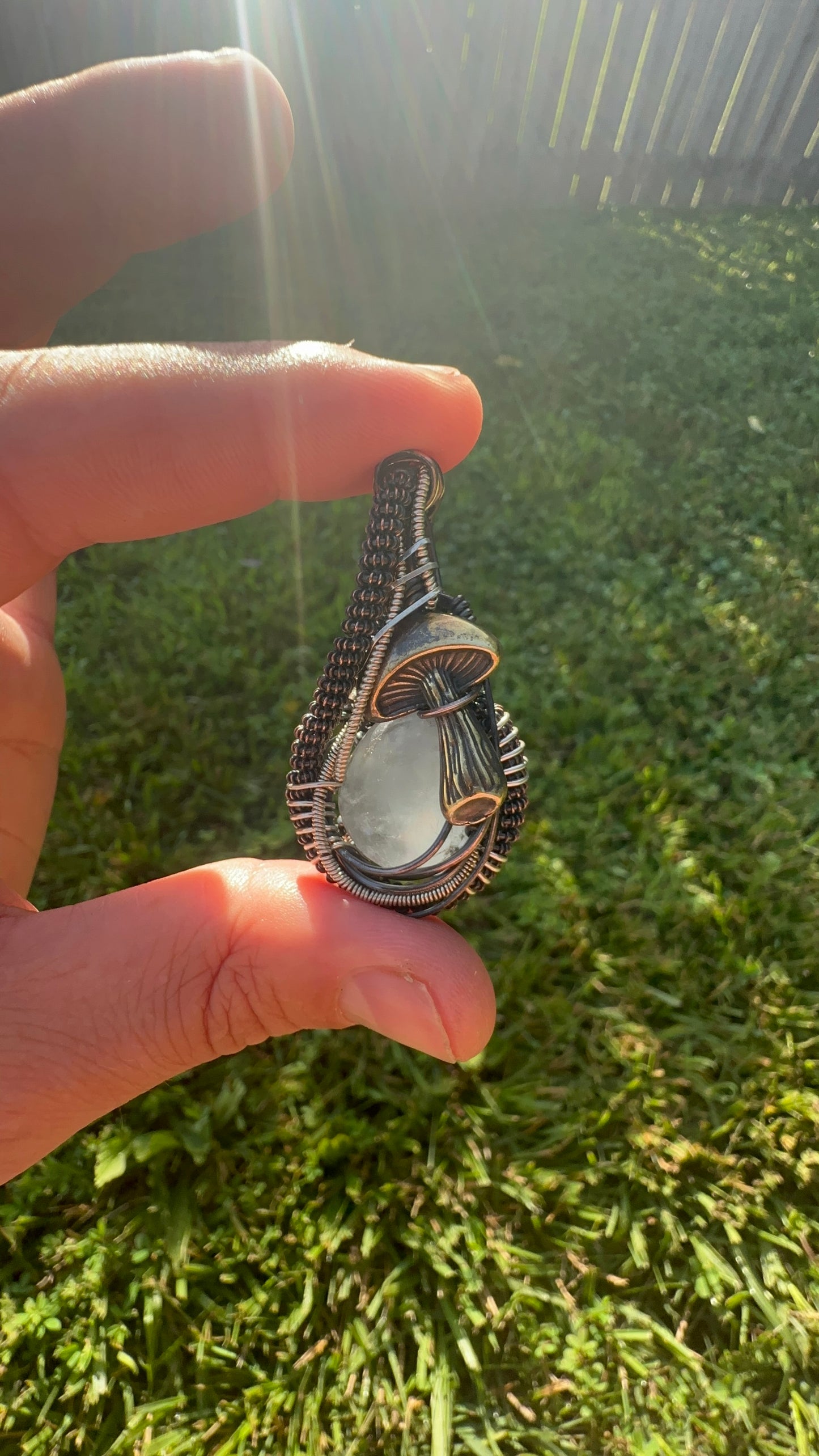 SpaceSide ✨🍄👽✨ Celestite 💎Copper & Sterling Silver 🪩 Talisman 🪬