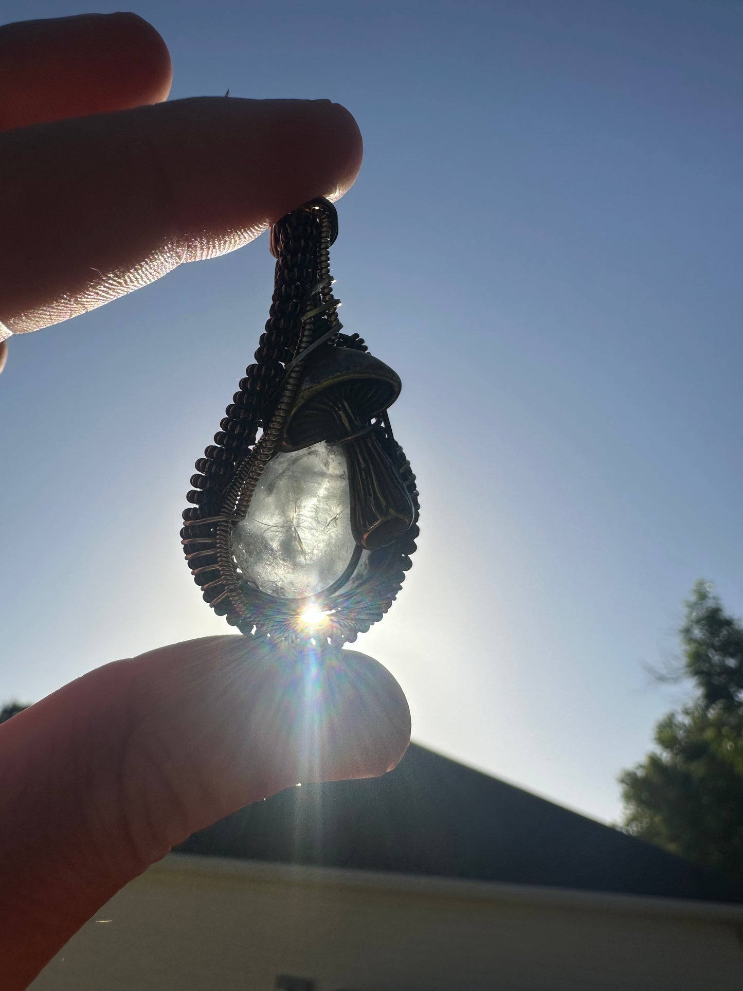 SpaceSide ✨🍄👽✨ Celestite 💎Copper & Sterling Silver 🪩 Talisman 🪬