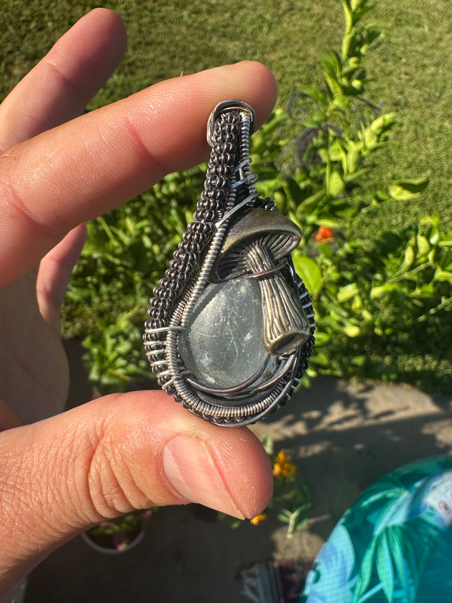 SpaceSide ✨🍄👽✨ Celestite 💎Copper & Sterling Silver 🪩 Talisman 🪬