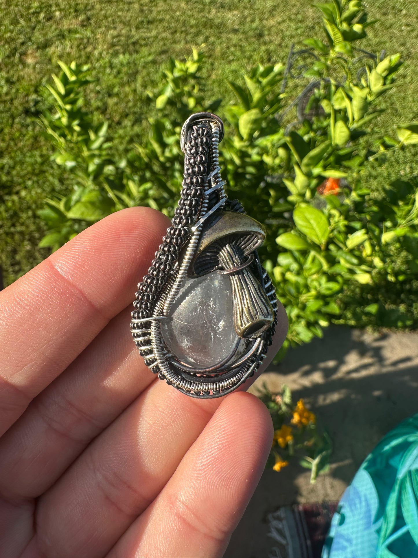 SpaceSide ✨🍄👽✨ Celestite 💎Copper & Sterling Silver 🪩 Talisman 🪬