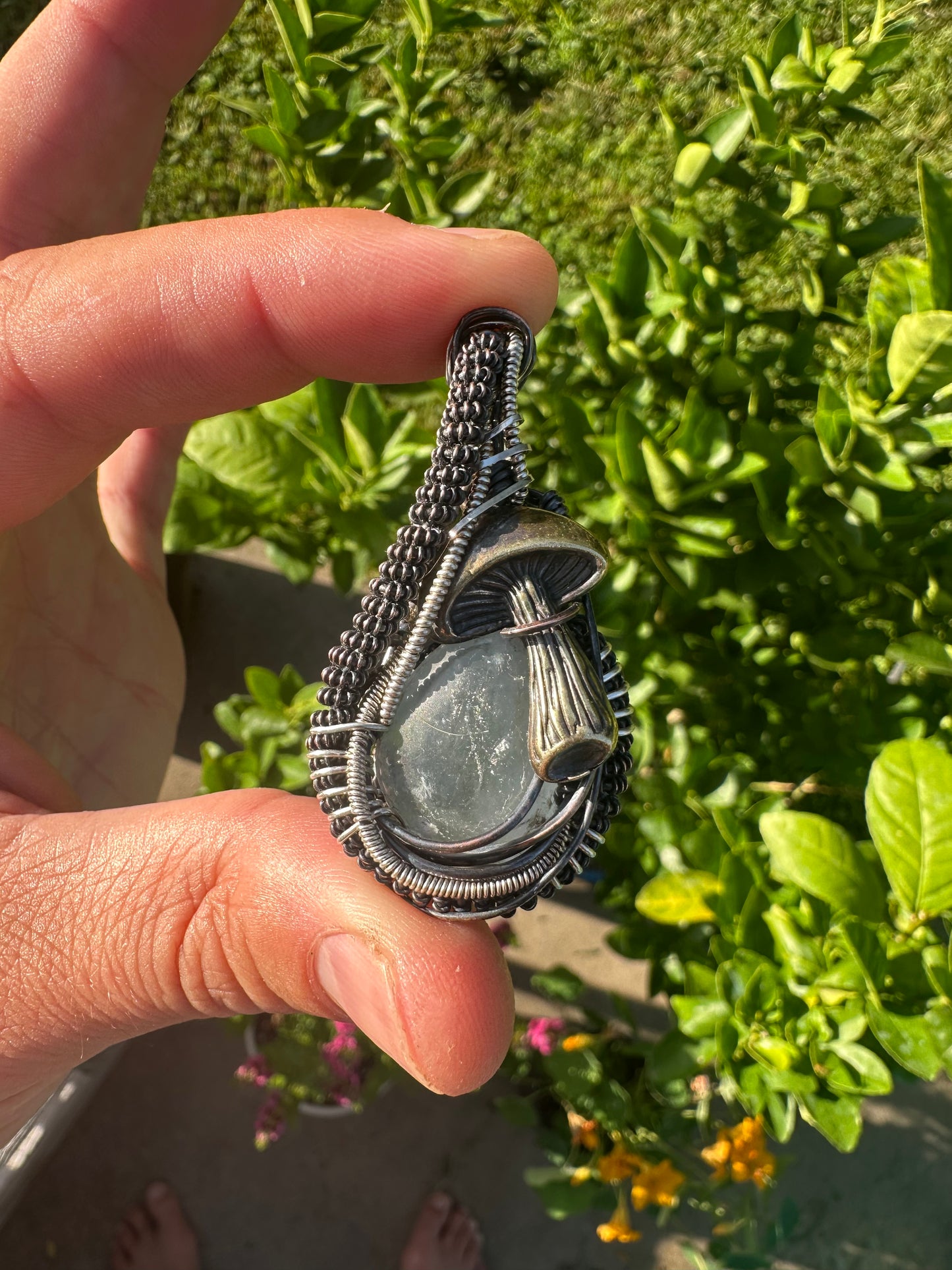 SpaceSide ✨🍄👽✨ Celestite 💎Copper & Sterling Silver 🪩 Talisman 🪬