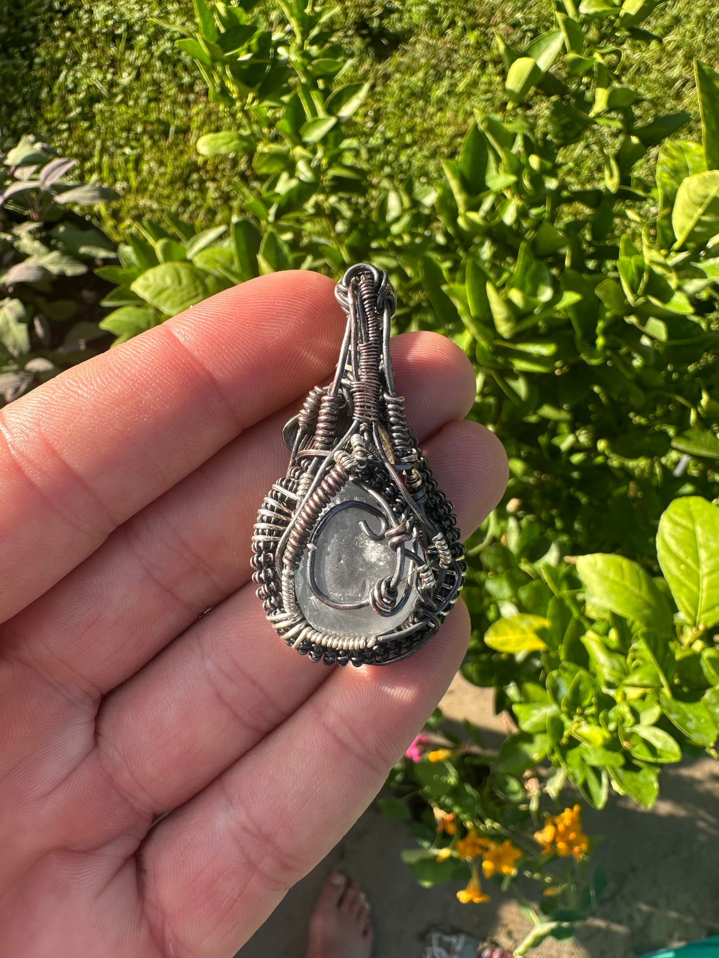 SpaceSide ✨🍄👽✨ Celestite 💎Copper & Sterling Silver 🪩 Talisman 🪬