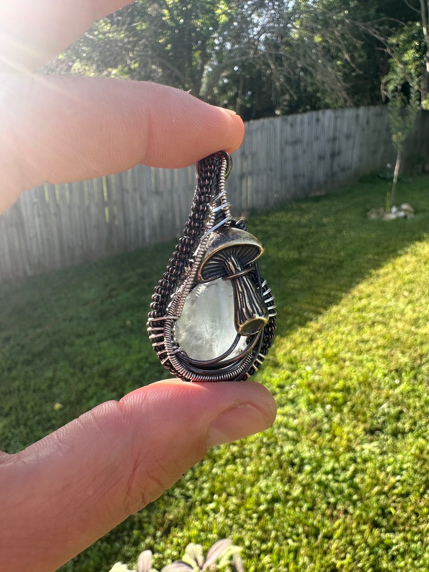 SpaceSide ✨🍄👽✨ Celestite 💎Copper & Sterling Silver 🪩 Talisman 🪬