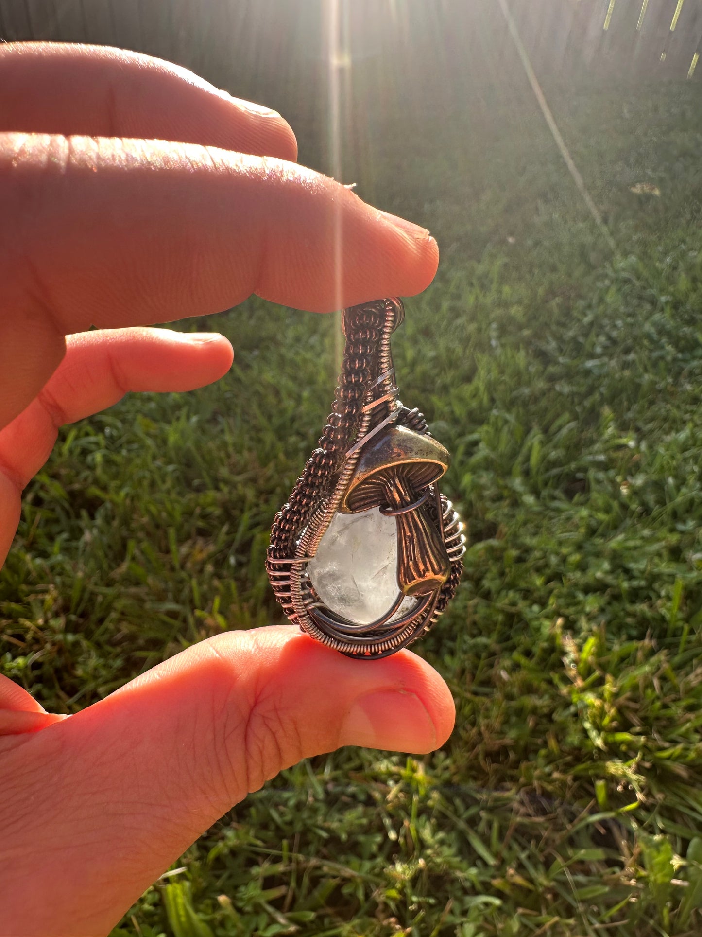 SpaceSide ✨🍄👽✨ Celestite 💎Copper & Sterling Silver 🪩 Talisman 🪬