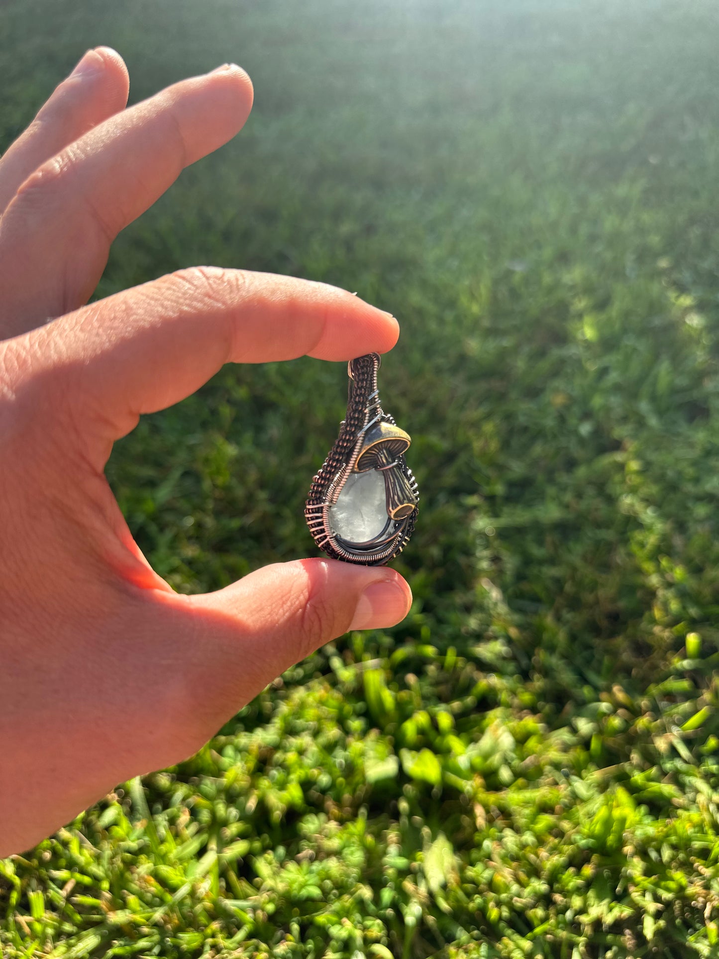 SpaceSide ✨🍄👽✨ Celestite 💎Copper & Sterling Silver 🪩 Talisman 🪬