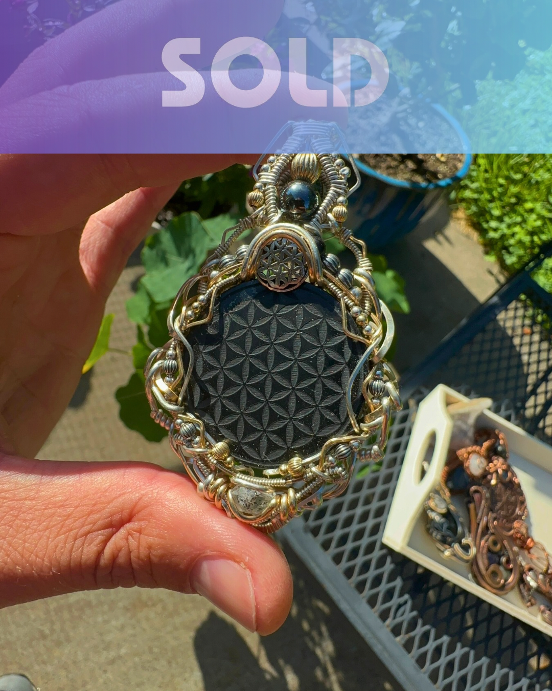 Sacred Shungite 🪬 Flower of Life ✨⚛️✨ Herkimer Diamond 💎 EMF Protection 📵🛜📵 Pendant