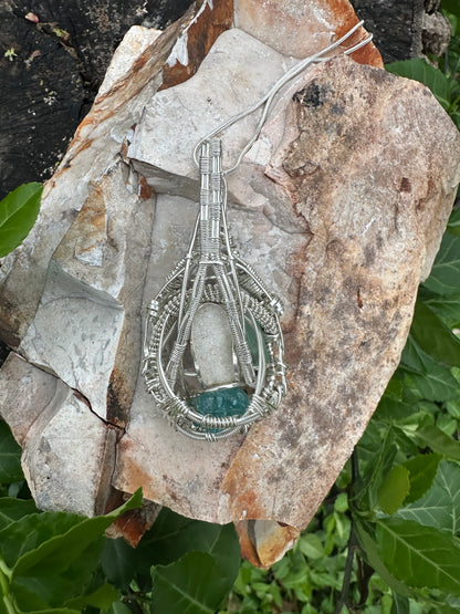 Loving Communication Rose Quartz, Green Fluorite, Blue Apatite & Microcrystalline Quartz Pendant