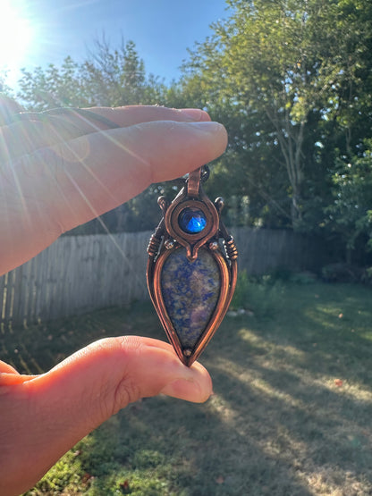 Royal Resonance King Sapphire & Blue Sodalite Copper Pendant