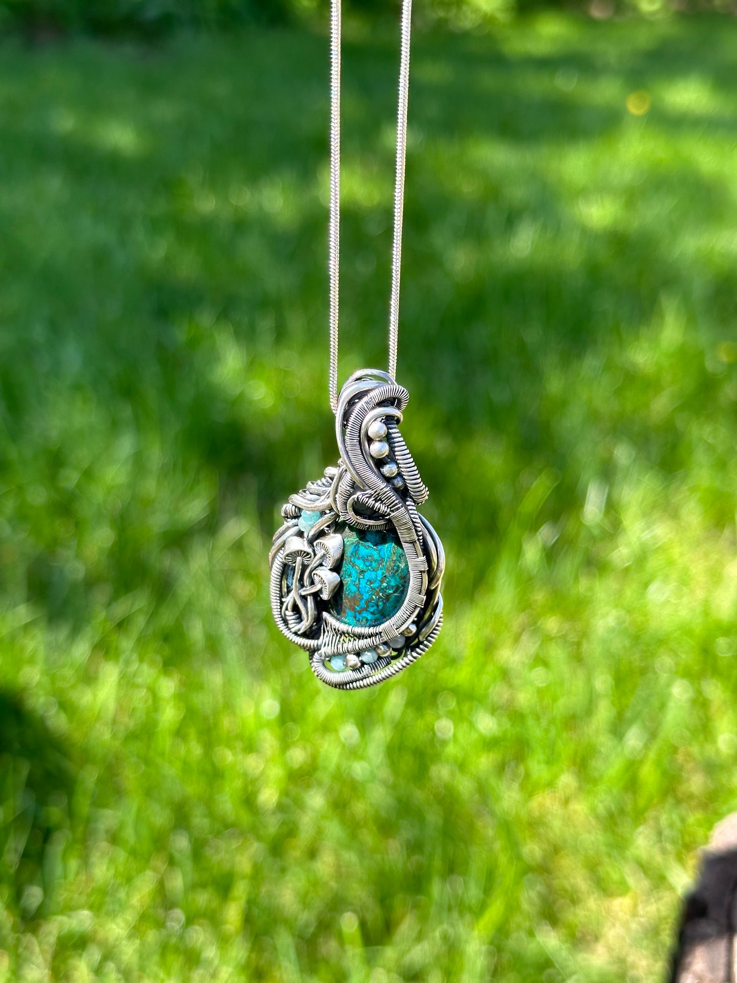 The Waterstone Pendant Chrysocolla, Amazonite, Aquamarine