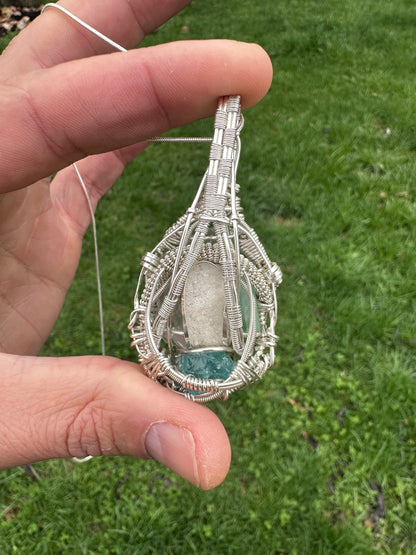 Loving Communication Rose Quartz, Green Fluorite, Blue Apatite & Microcrystalline Quartz Pendant