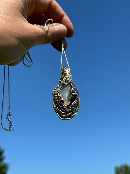 Libyan Desert Glass + Moldavite Pendant