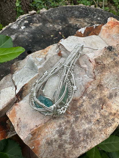 Loving Communication Rose Quartz, Green Fluorite, Blue Apatite & Microcrystalline Quartz Pendant