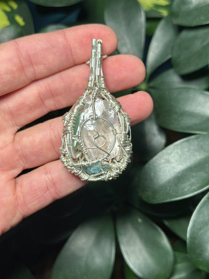 Loving Communication Rose Quartz, Green Fluorite, Blue Apatite & Microcrystalline Quartz Pendant