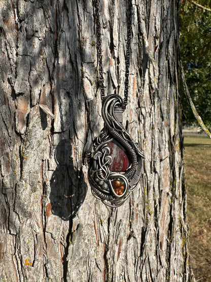 Fire Crazy Lace Agate Earth Elements Pendant