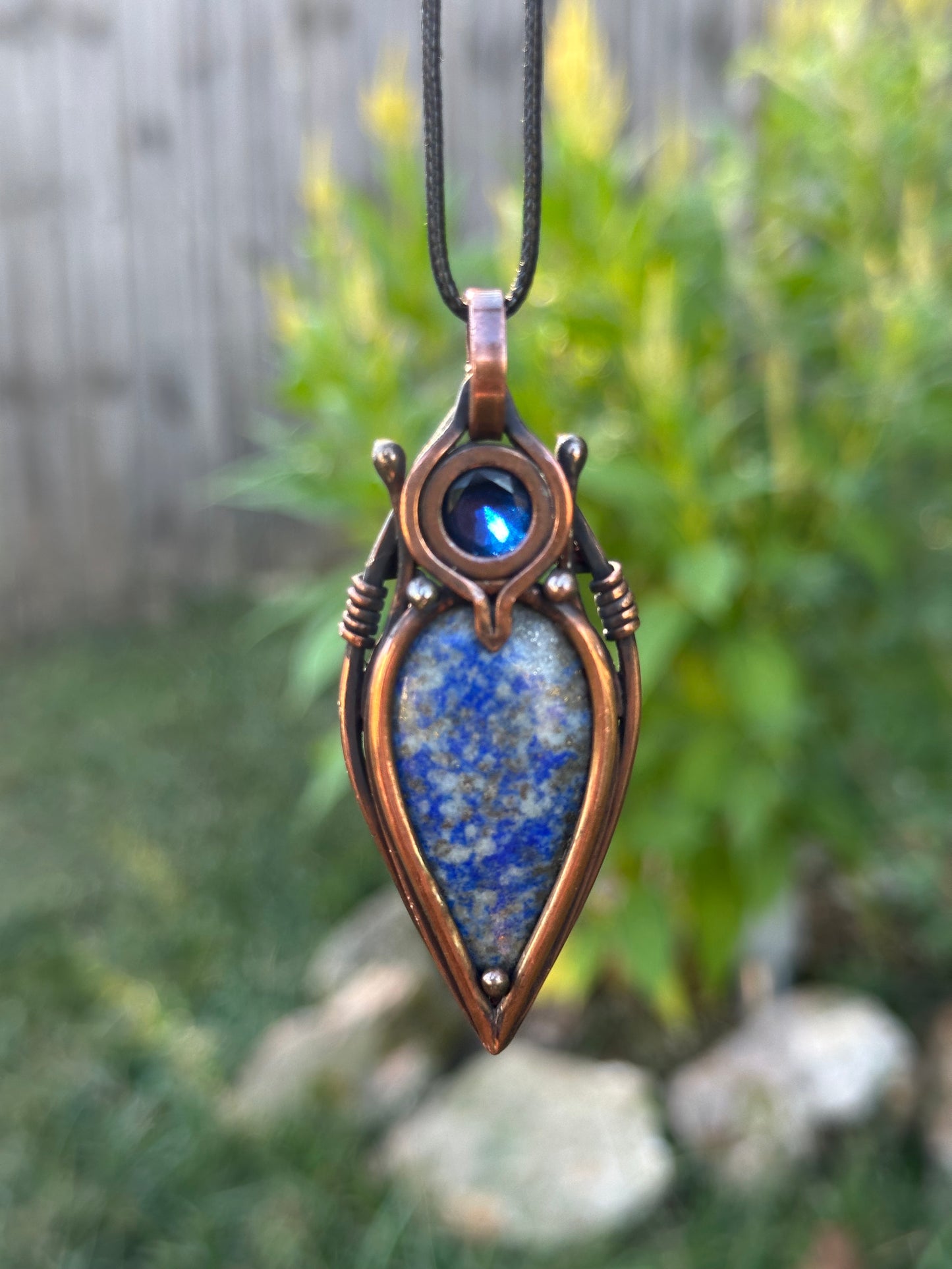 Royal Resonance King Sapphire & Blue Sodalite Copper Pendant