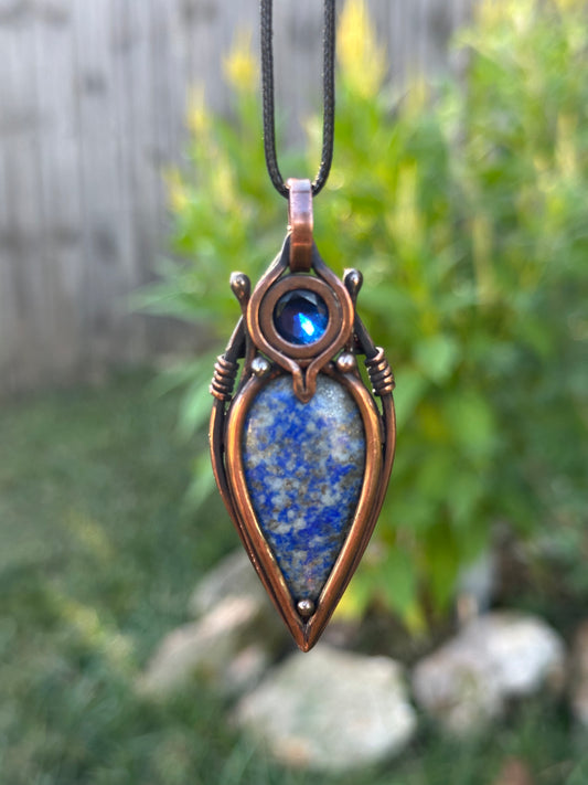Royal Resonance King Sapphire & Blue Sodalite Copper Pendant