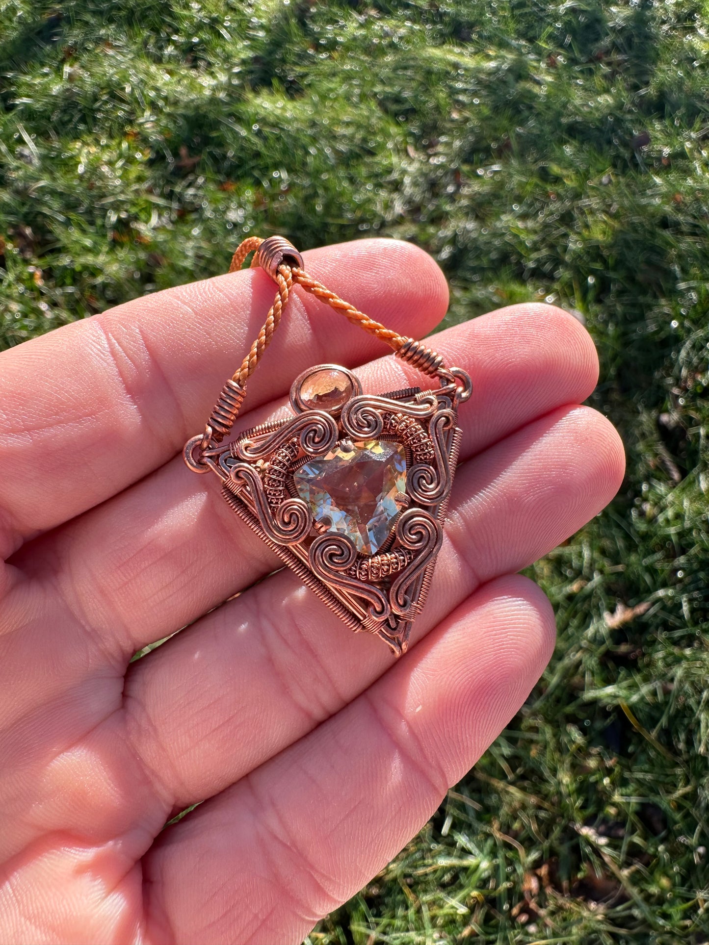Portal Talisman 🪬 🕳️🛸👽 Copper Pyramid Pendant, Citrine 🔅 Ruler 👑