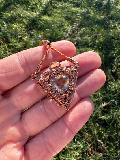 Portal Talisman 🪬 🕳️🛸👽 Copper Pyramid Pendant, Citrine 🔅 Ruler 👑