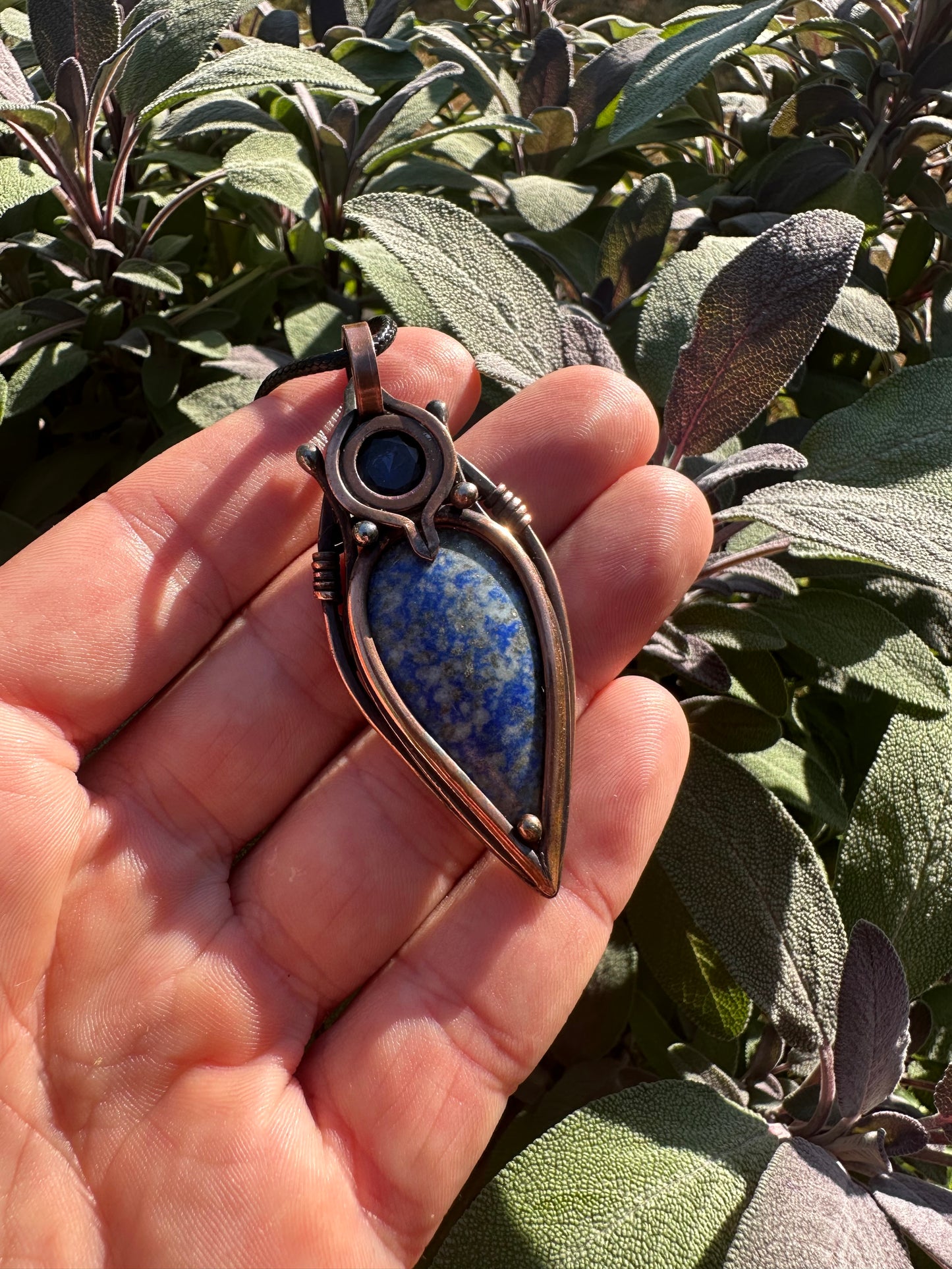 Royal Resonance King Sapphire & Blue Sodalite Copper Pendant
