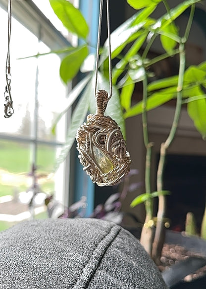 Aura Quartz Chromium Steel Sphere Pendant