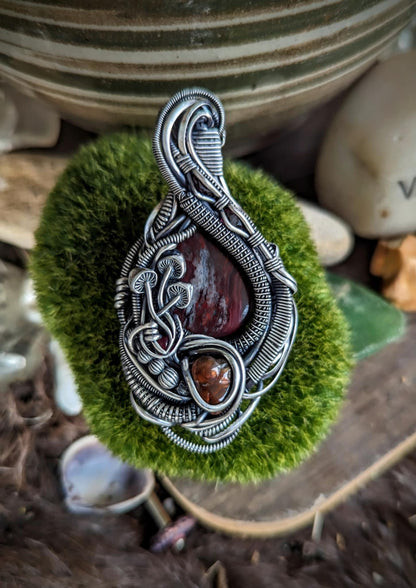 Fire Crazy Lace Agate Earth Elements Pendant