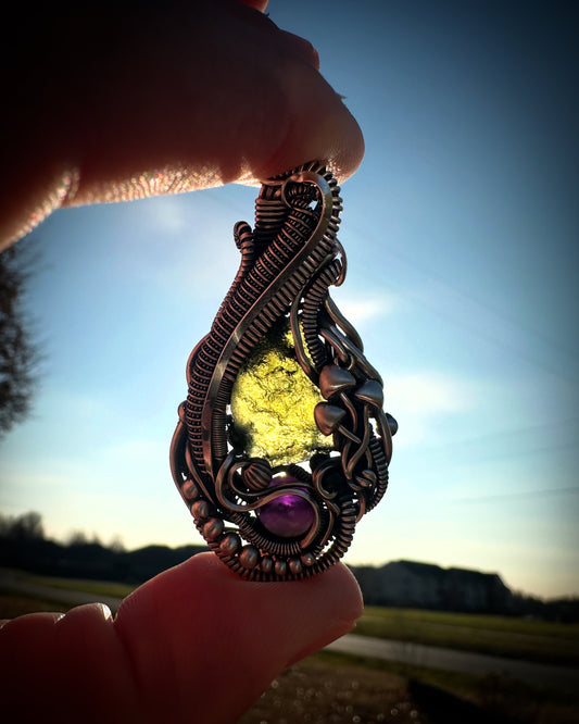 Inner Vision Moldavite & Amethyst Pendant