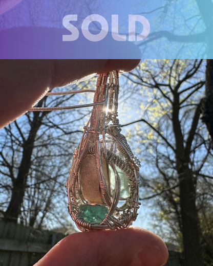 Loving Communication Rose Quartz, Green Fluorite, Blue Apatite & Microcrystalline Quartz Pendant