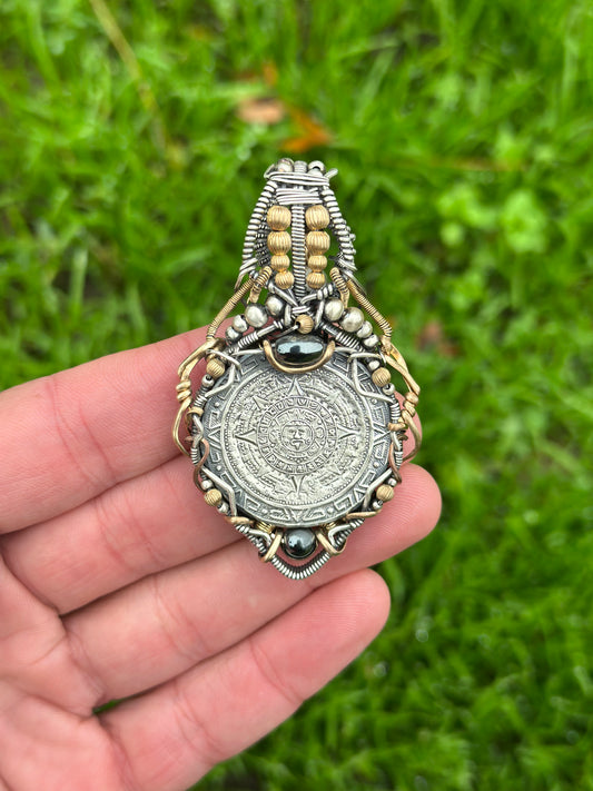 Aztec Divine Balance ✨ Double Sided 14k Gold Fill ✨ Sterling Silver, Sacred Shungite, Flower of Life EMF Protection 🚫🛜🚫