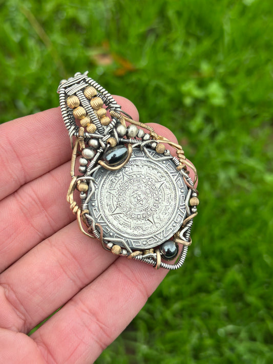 Aztec Divine Balance ✨ 14k Gold Fill ✨ Sterling Silver, Sacred Shungite, Flower of Life EMF Protection 🚫🛜🚫