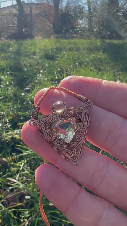 Portal Talisman 🪬 🕳️🛸👽 Copper Pyramid Pendant, Citrine 🔅 Ruler 👑