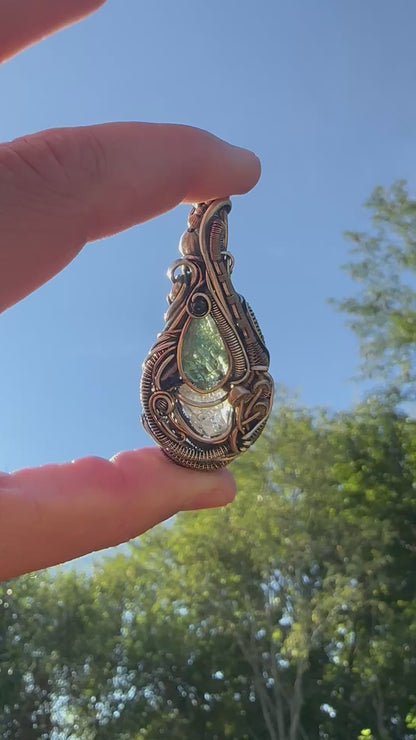 Connect & Protect ✨👽 ✨ Moldavite, Herkimer Diamond, Black Tourmaline 🪬 Talisman Pendant .925 Silver & 14k Gold Fill