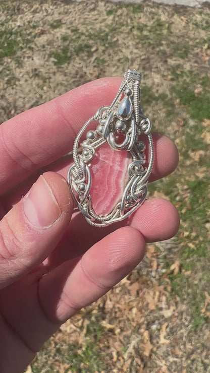 Pink Rhotocristite Hessonite Garnet Pendant